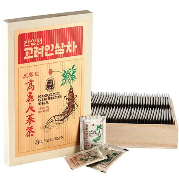 Trà hồng sâm Hàn Quốc hộp gỗ 100 gói