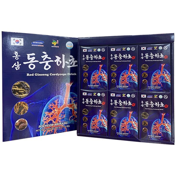 Nước hồng sâm đông trùng hạ thảo bổ phổi Pocheon hộp 30 gói x 70ml
