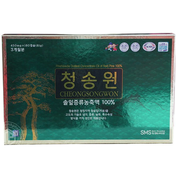 Viên tinh dầu thông đỏ Hàn Quốc Cheong Song Won hộp 180 viên hộp xanh