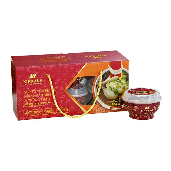 Súp tổ yến đùi gà nhân sâm đông trùng hộp 6 chén x 255g
