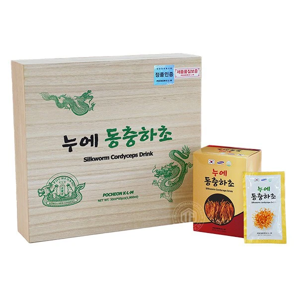 Nước đông trùng hạ thảo Hàn Quốc Pocheon hộp gỗ 60 gói x 30ml