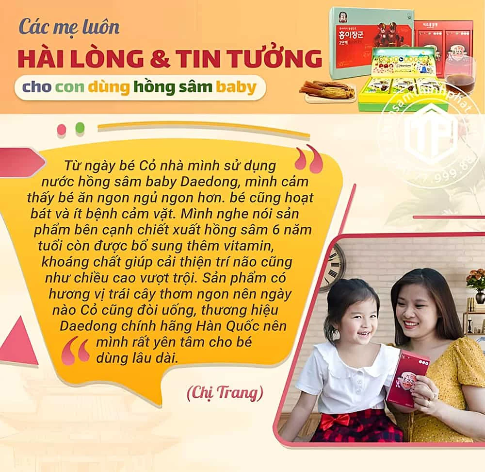 Rất nhiều bà mẹ đã tin dùng hồng sâm baby cho con yêu của mình