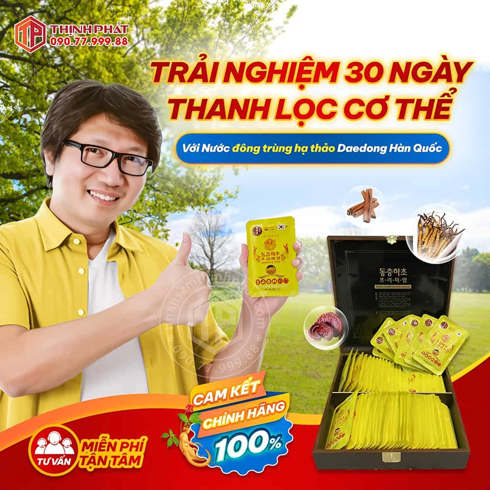 Trải nghiệm 30 ngày thanh lọc cơ thể với nước đông trùng hạ thảo Daedong Hàn Quốc