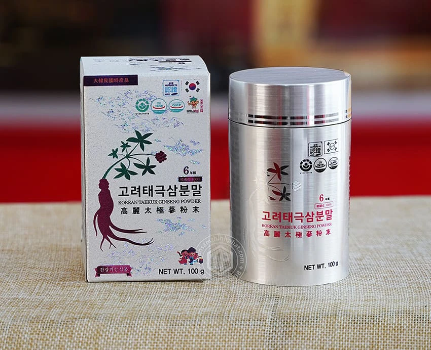 Bột hồng sâm thái cực Korean Taekuk Ginseng Powder Premium hộp 1 lọ x 100g Bột hồng sâm thái cực Korean Taekuk Ginseng Powder Premium hộp 1 lọ x 100g