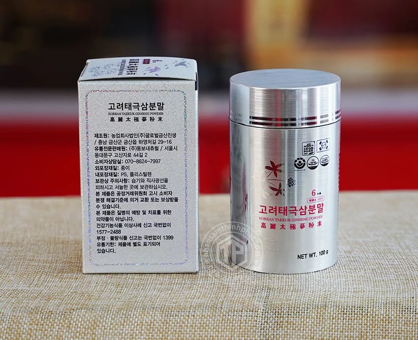 Bột hồng sâm thái cực Korean Taekuk Ginseng Powder Premium hộp 1 lọ x 100g Bột hồng sâm thái cực Korean Taekuk Ginseng Powder Premium hộp 1 lọ x 100g