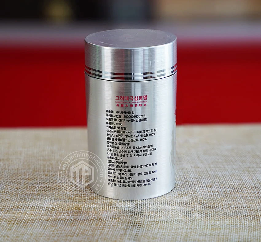 Bột hồng sâm thái cực Korean Taekuk Ginseng Powder Premium hộp 1 lọ x 100g Bột hồng sâm thái cực Korean Taekuk Ginseng Powder Premium hộp 1 lọ x 100g