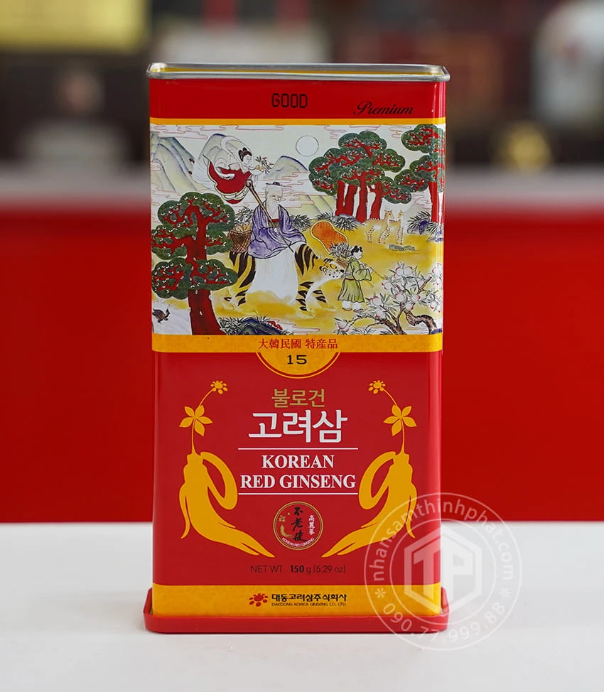 Hồng sâm củ khô 6 năm tuổi 150g hộp thiếc chính hãng Daedong Hàn Quốc Hồng sâm củ khô 6 năm tuổi 150g hộp thiếc chính hãng Daedong Hàn Quốc