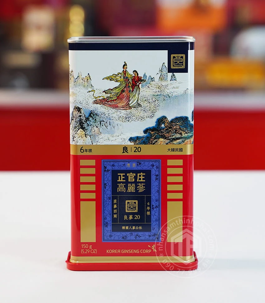 Hồng sâm củ khô KGC 150g 7 củ hộp thiếc hồng sâm Chính phủ Jung Kwan Jang Hồng sâm củ khô KGC 150g 7 củ hộp thiếc hồng sâm Chính phủ Jung Kwan Jang