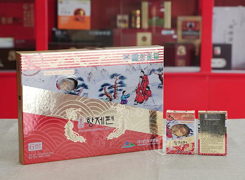 Hồng Sâm Lát Khô Daesan Hàn Quốc hộp 120g Hồng Sâm Lát Khô Daesan Hàn Quốc hộp 120g