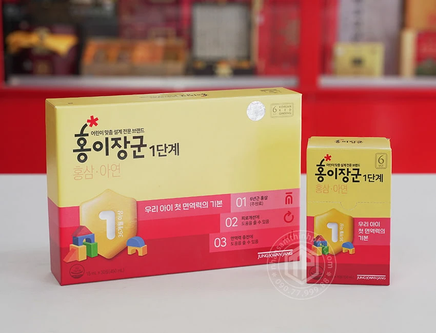 Nước hồng sâm Baby cao cấp cho trẻ em 3 - 4 tuổi Sâm Chính phủ KGC Jung Kwan Jang hộp 30 gói x 15ml