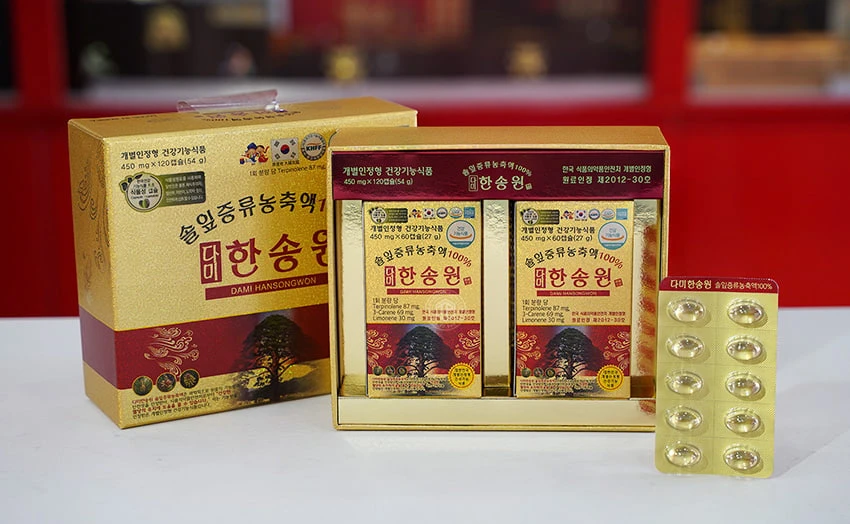 Viên tinh dầu thông đỏ Chính phủ Hàn Quốc Dami Hansongwon cao cấp 120 viên