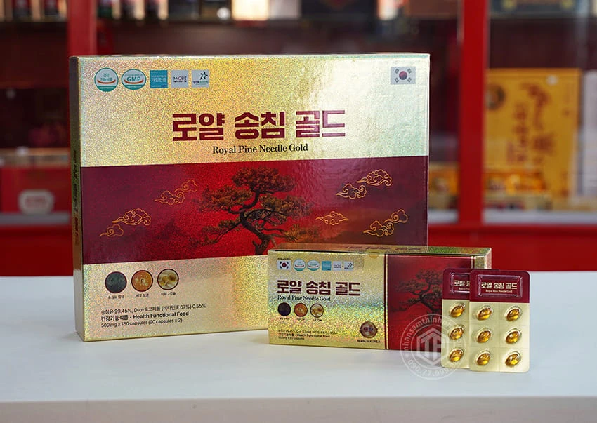 Viên tinh dầu thông đỏ Hàn Quốc cao cấp Royal Pine Needle Gold 180 viên