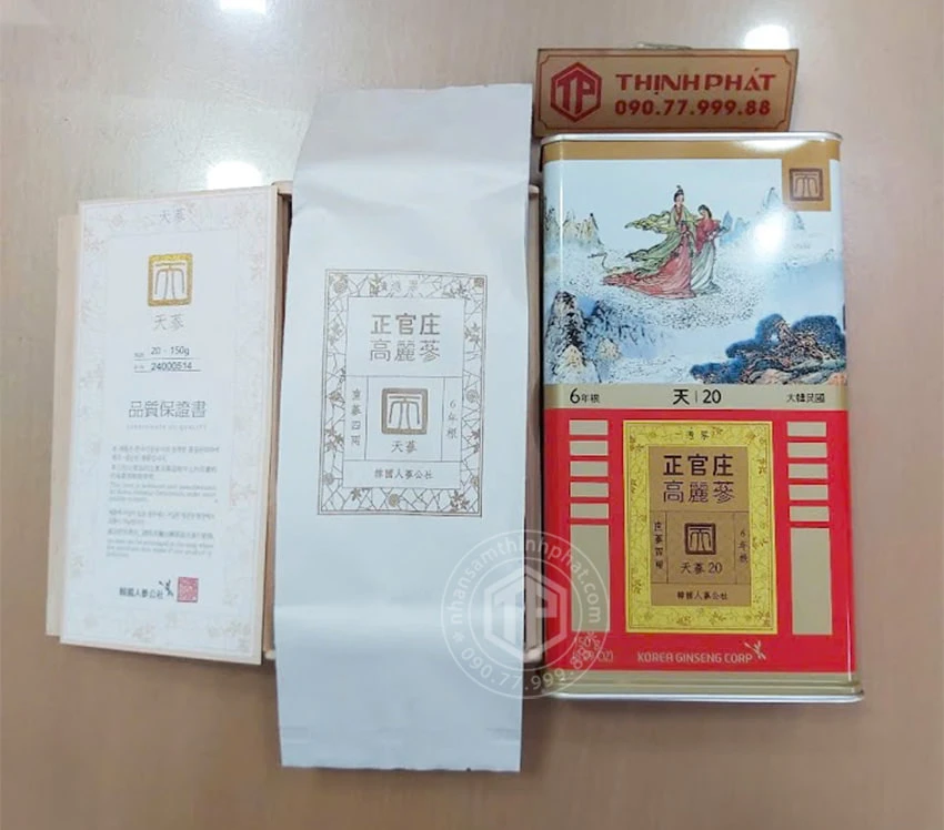 Thiên sâm chính phủ KGC Jung Kwan Jang thượng hạng Heaven 150g 7 củ Thiên sâm chính phủ KGC Jung Kwan Jang thượng hạng Heaven 150g 7 củ