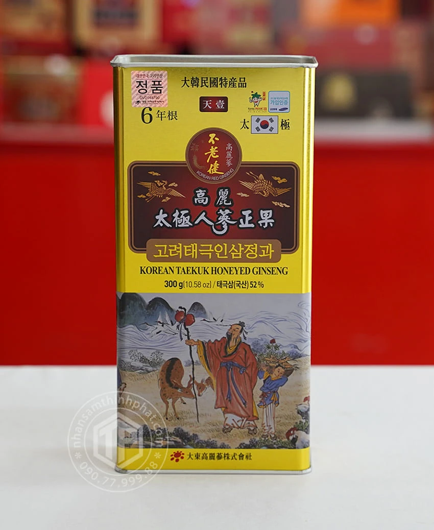 Thái cực sâm tẩm mật ong hộp thiếc 300g Sâm Hàn Quốc 6 năm tuổi cao cấp chính hãng Daedong