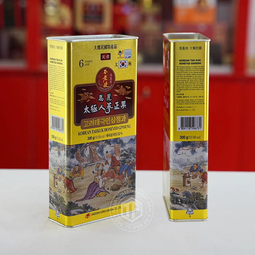 Thái cực sâm tẩm mật ong hộp thiếc 300g Sâm Hàn Quốc 6 năm tuổi cao cấp chính hãng Daedong