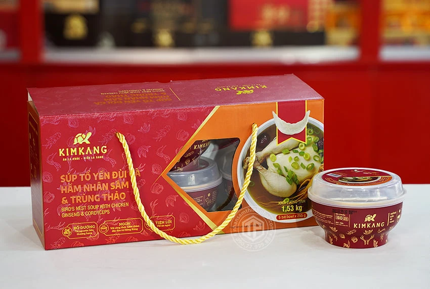 Súp tổ yến đùi gà nhân sâm đông trùng hộp 6 chén x 255g