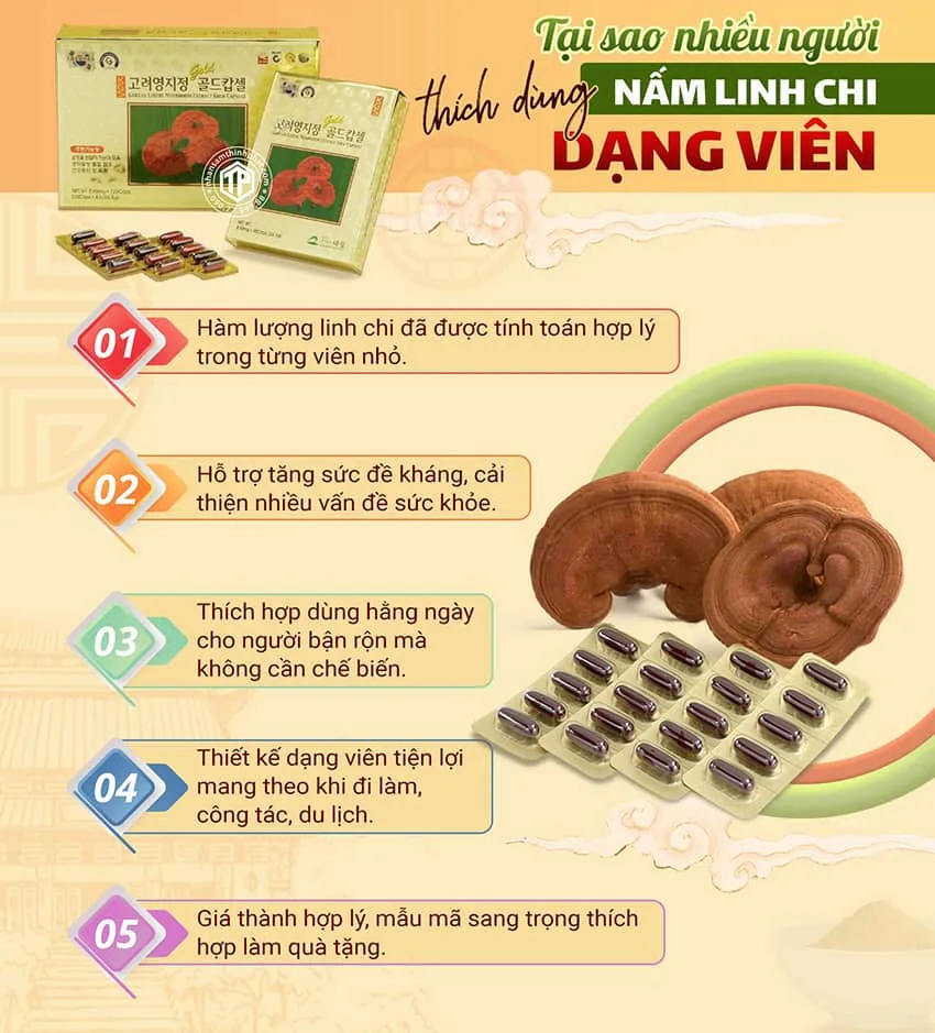 Tại sao nhiều người thích dùng nấm linh chi dạng viên?