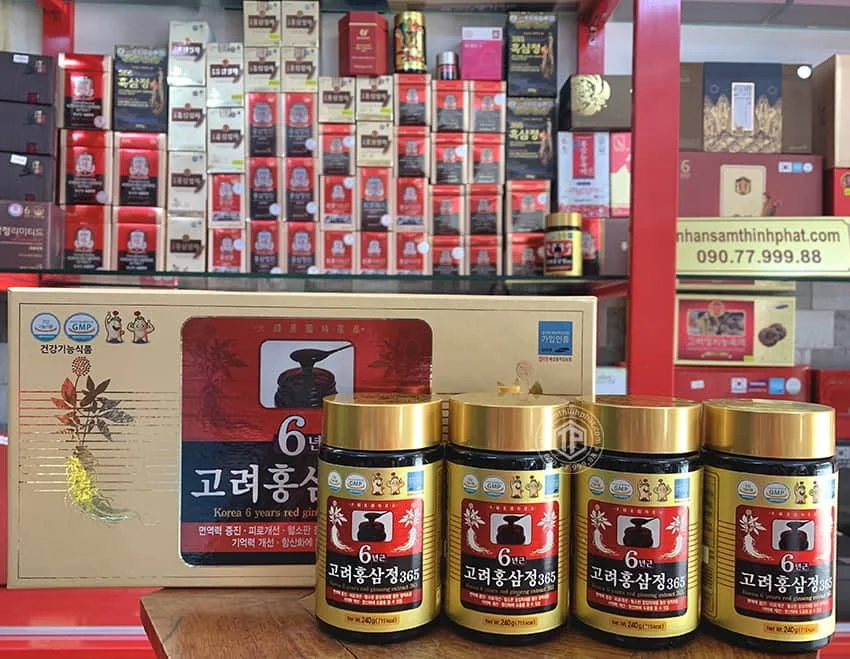 Cao hồng sâm chính hãng 365 sâm Hàn Quốc 6 năm tuổi hộp 4 lọ 240g