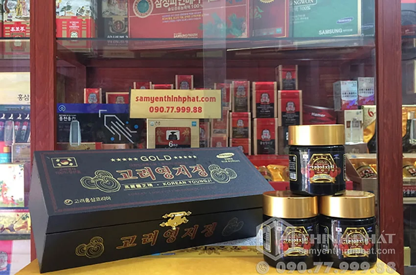 Cao linh chi núi Hàn Quốc cao cấp hộp gỗ đen 3 lọ x 120g gold