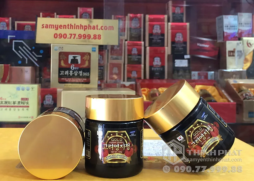 Cao linh chi núi Hàn Quốc cao cấp hộp gỗ đen 3 lọ x 120g gold