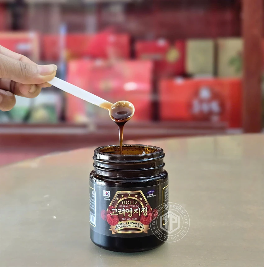 Cao linh chi núi Hàn Quốc cao cấp hộp gỗ đen 3 lọ x 120g gold