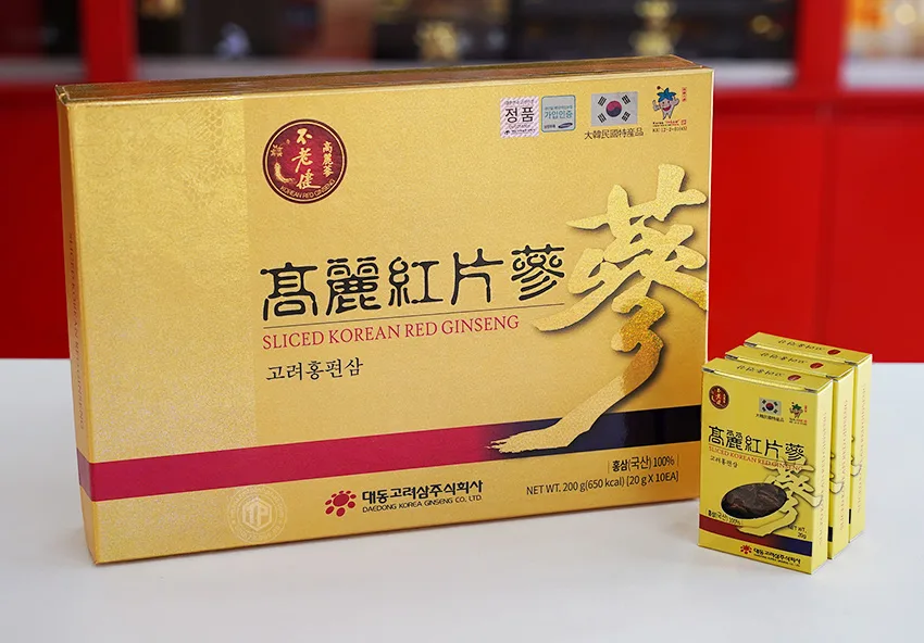 Hồng sâm khô thái lát Daedong Hàn Quốc 200g 10 hộp nhỏ