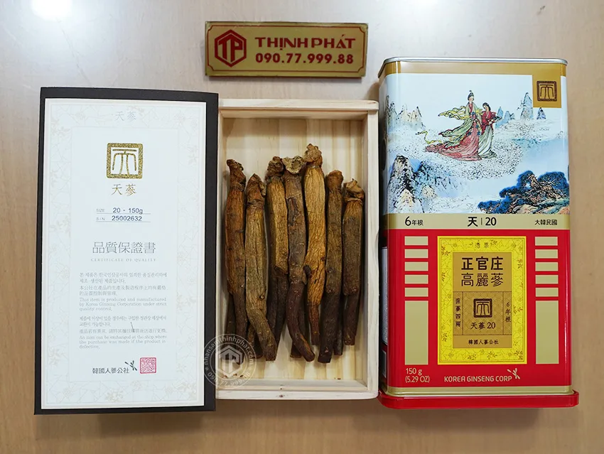 Thiên sâm chính phủ KGC Jung Kwan Jang thượng hạng Heaven 150g 7 củ Thiên sâm chính phủ KGC Jung Kwan Jang thượng hạng Heaven 150g 7 củ