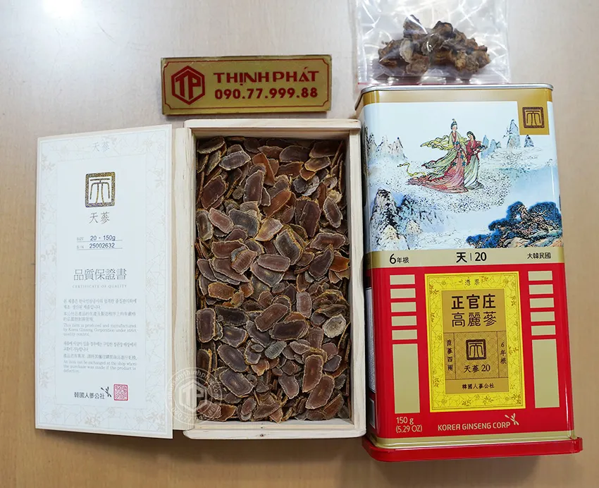 Thiên sâm chính phủ KGC Jung Kwan Jang thượng hạng Heaven 150g 7 củ Thiên sâm chính phủ KGC Jung Kwan Jang thượng hạng Heaven 150g 7 củ