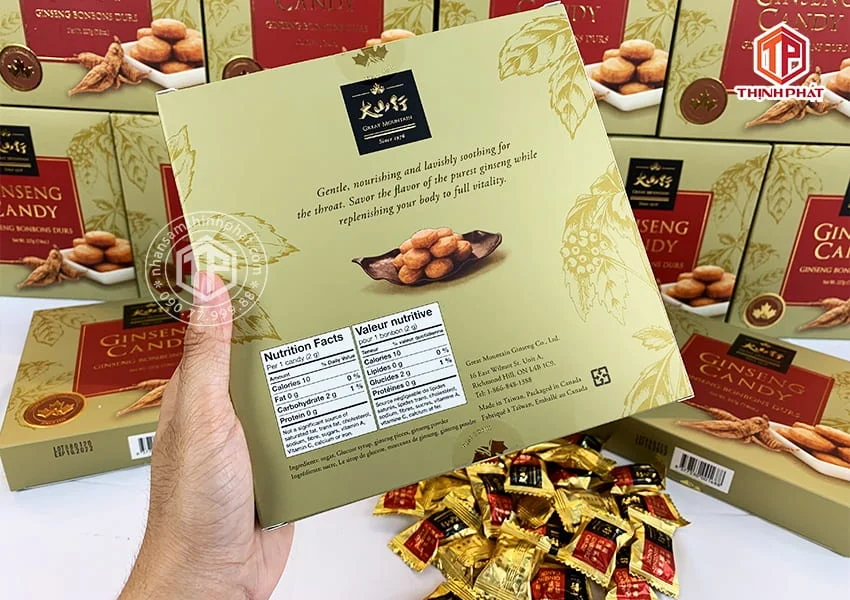 Kẹo nhân sâm cao cấp hộp 227g ít đường Kẹo nhân sâm cao cấp hộp 227g ít đường