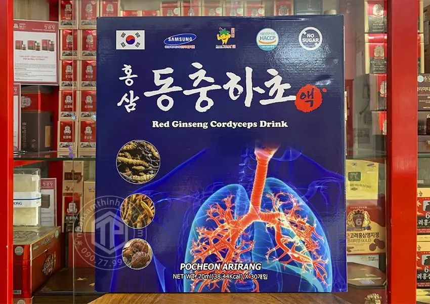 Nước hồng sâm đông trùng hạ thảo bổ phổi Pocheon hộp 30 gói x 70ml
