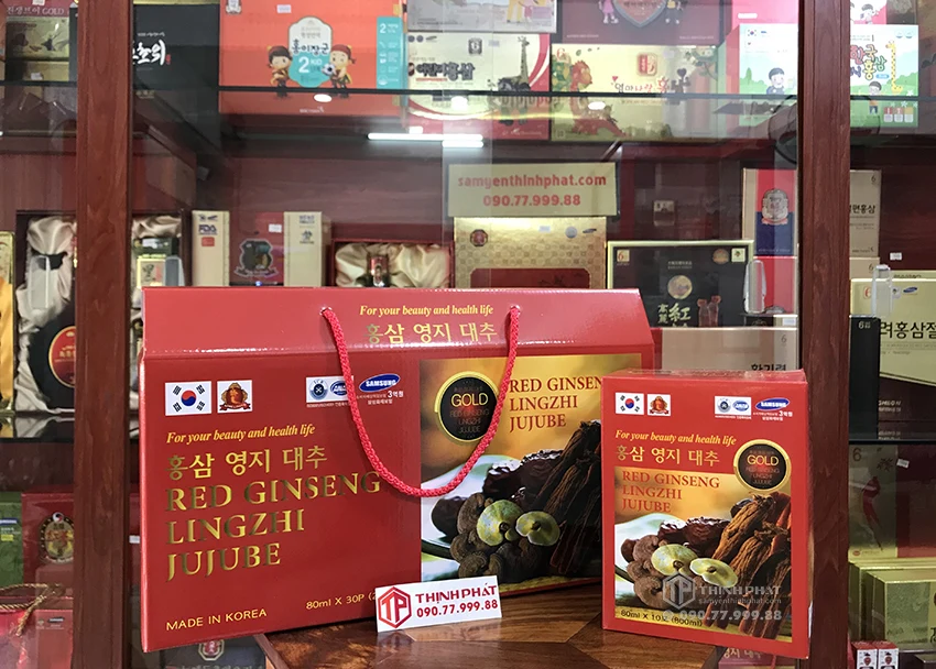 Nước hồng sâm linh chi táo đỏ Hàn Quốc hộp 30 gói x 80ml Nước hồng sâm linh chi táo đỏ Hàn Quốc hộp 30 gói x 80ml