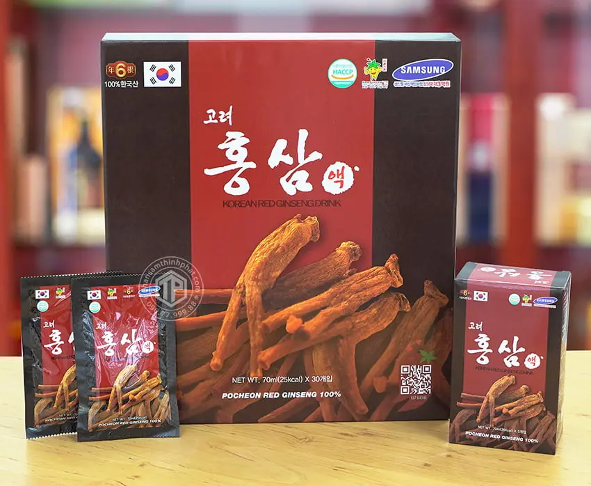 Nước hồng sâm Pocheon chính hãng sâm Hàn Quốc 6 năm tuổi hộp 30 gói
