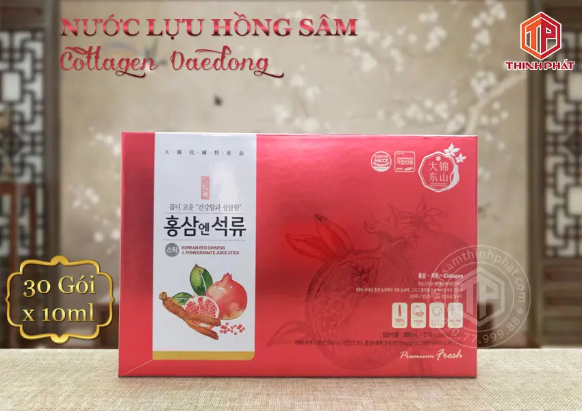 Nước lựu hồng sâm collagen chính hãng Daedong Hàn Quốc hộp 30 gói x 10ml