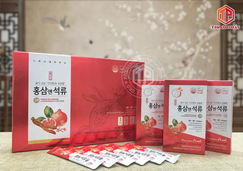 Nước lựu hồng sâm collagen chính hãng Daedong Hàn Quốc hộp 30 gói x 10ml