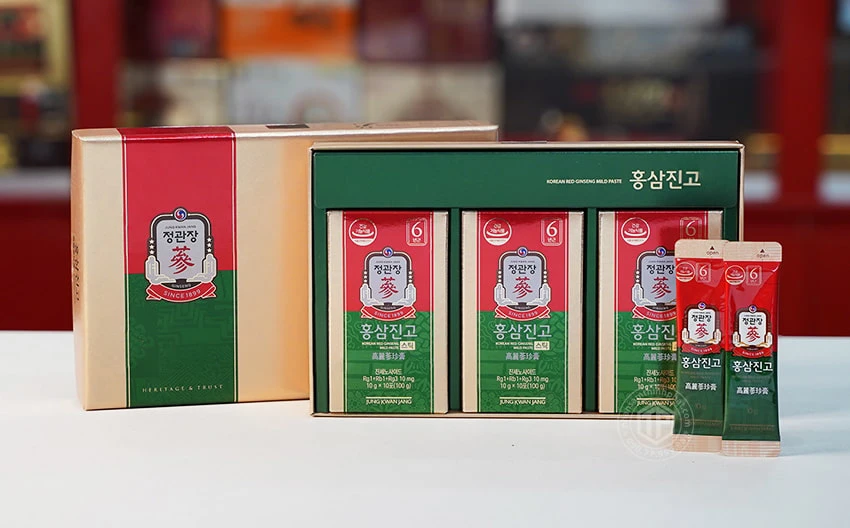 Tinh chất hồng sâm mật ong KGC Jung Kwan Jang Mild Paste hộp 30 gói x 10g Tinh chất hồng sâm mật ong KGC Jung Kwan Jang Mild Paste hộp 30 gói x 10g