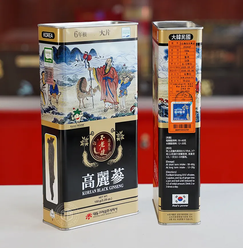Hắc sâm củ khô 150g hộp thiếc chính hãng Daedong Hàn Quốc Hắc sâm củ khô 150g hộp thiếc chính hãng Daedong Hàn Quốc