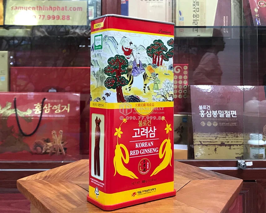 Hồng sâm khô hộp thiếc 300g 11 - 20 củ chính hãng Daedong Hàn Quốc