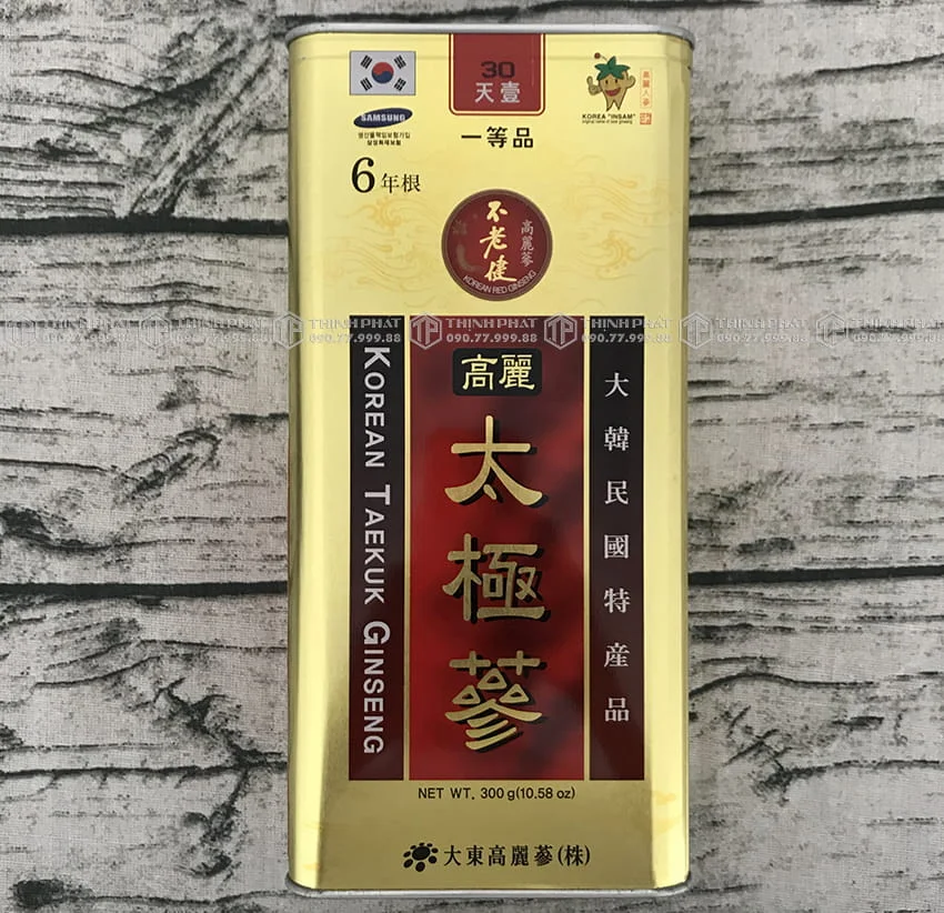 Thiên sâm củ khô Hàn Quốc chính hãng Daedong hộp 300g hộp thiếc 30 củ Thiên sâm củ khô Hàn Quốc chính hãng Daedong hộp 300g hộp thiếc 30 củ