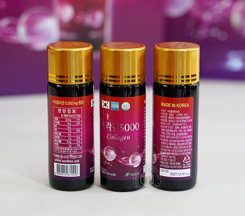 Nước Uống Collagen Drink 5000 Well Bio Hàn Quốc hộp 10 chai x 50ml Nước Uống Collagen Drink 5000 Well Bio Hàn Quốc hộp 10 chai x 50ml