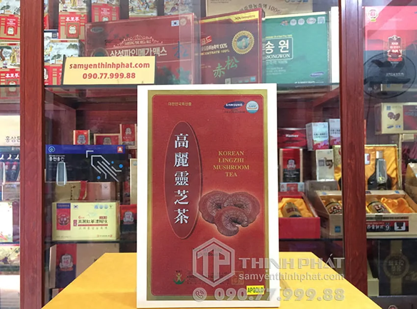 Trà linh chi hòa tan Hàn Quốc hộp gỗ 100 gói Trà linh chi hòa tan Hàn Quốc hộp gỗ 100 gói