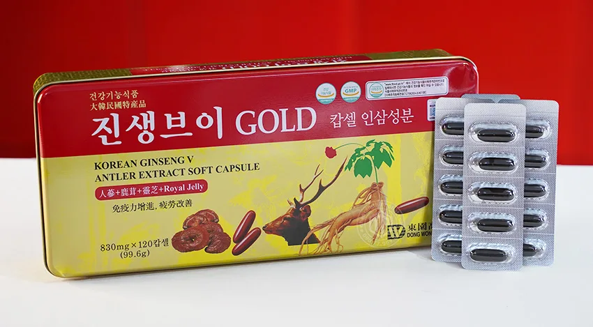 Viên sâm nhung linh chi Hàn Quốc Gold hộp 120 viên Dongwon