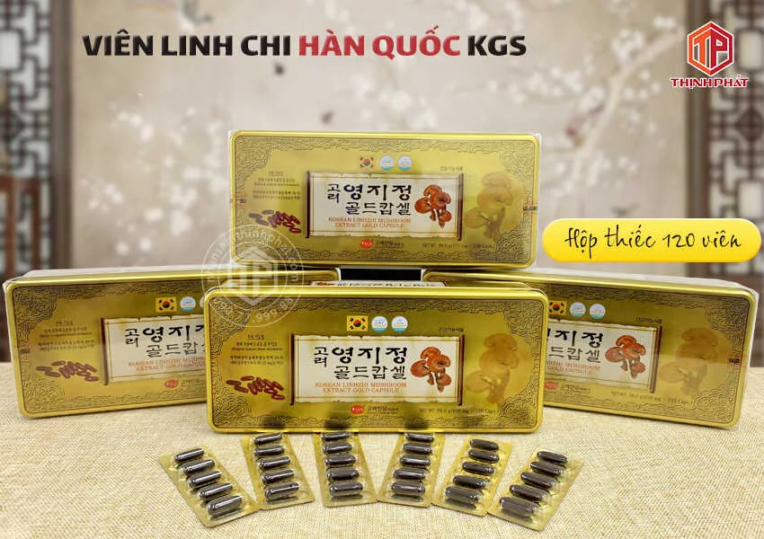 Viên linh chi Hàn Quốc KGS hộp thiếc 120 viên Viên linh chi Hàn Quốc KGS hộp thiếc 120 viên