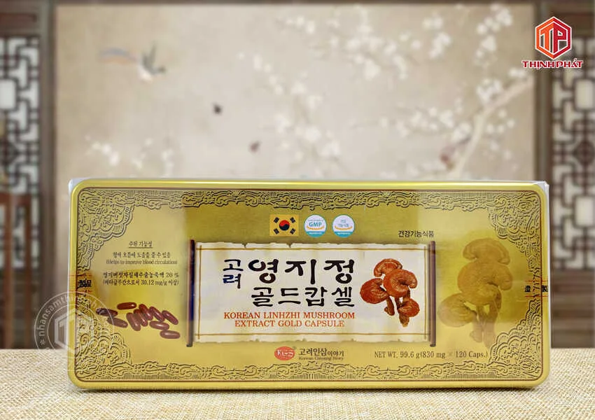 Viên linh chi Hàn Quốc KGS hộp thiếc 120 viên Viên linh chi Hàn Quốc KGS hộp thiếc 120 viên