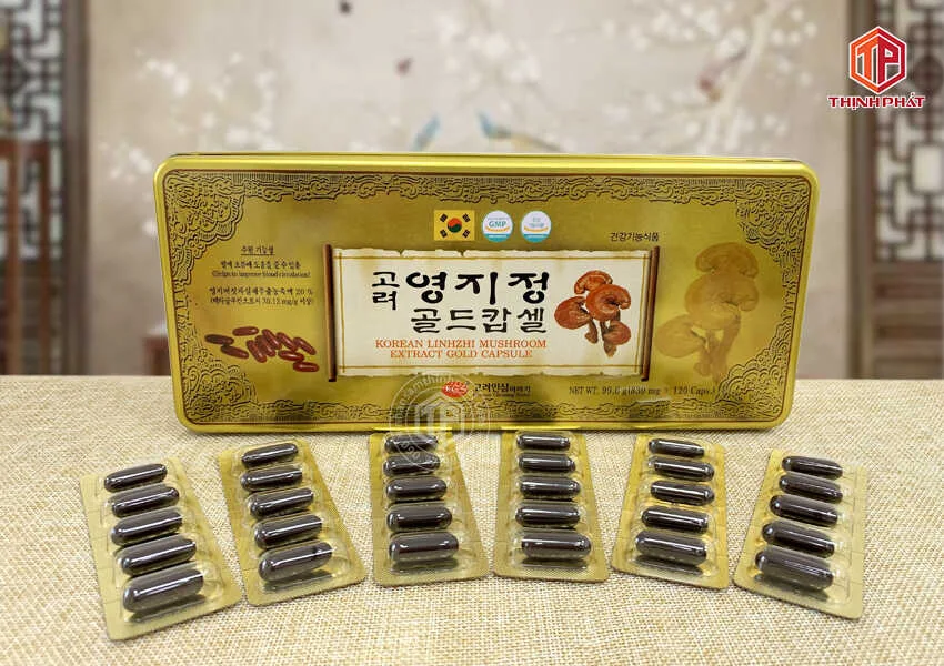 Viên linh chi Hàn Quốc KGS hộp thiếc 120 viên Viên linh chi Hàn Quốc KGS hộp thiếc 120 viên