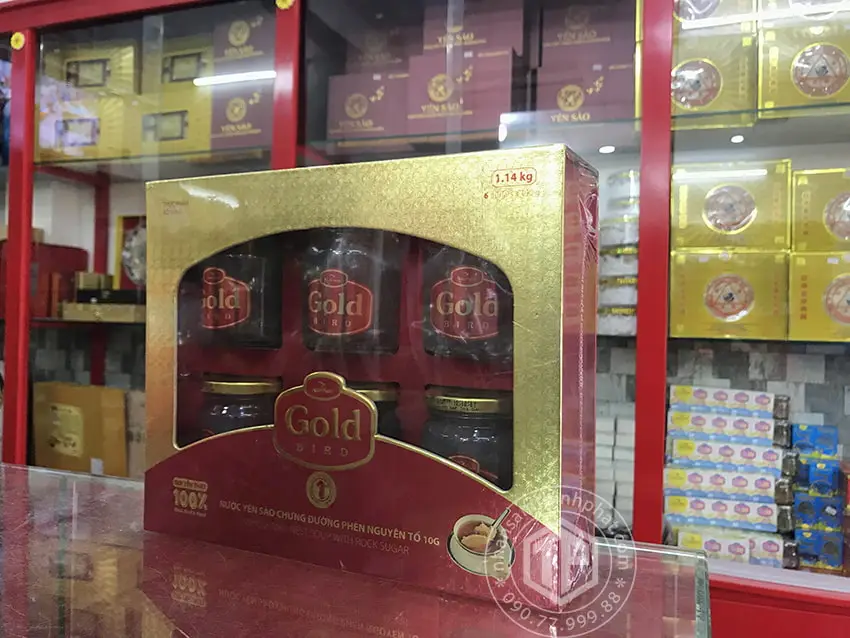 Tổ yến chưng đường phèn 100% tổ yến hộp 6 hũ - 190g/ hũ - Gold Bird