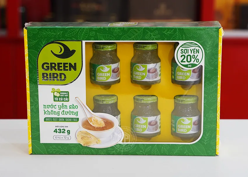 Yến chưng sẵn không đường Green Bird hộp 6 lọ Yến chưng sẵn không đường Green Bird hộp 6 lọ