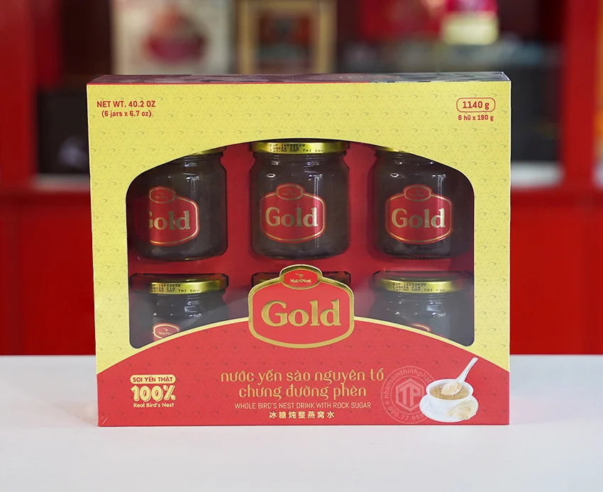 Tổ yến chưng đường phèn 100% tổ yến hộp 6 hũ - 190g/ hũ - Gold Bird
